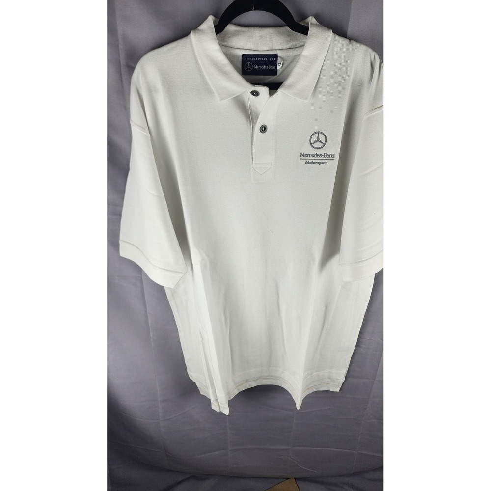 NWT Mercedes-Benz Motorsport White Cotton Pique Polo Shirt Mens XL  Golf